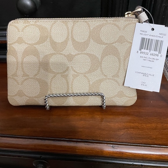 Coach Beige and Cream Wristlet - Picture 3 of 6